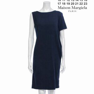 MM6 Maison Margiela Asymmetric Bateau Neck Shift Dress Blue — Knee Length Size M